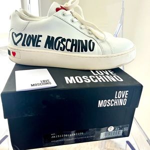 LOVE sneakers by Moschino. Like new w/box. Size 40. White. Leather.
